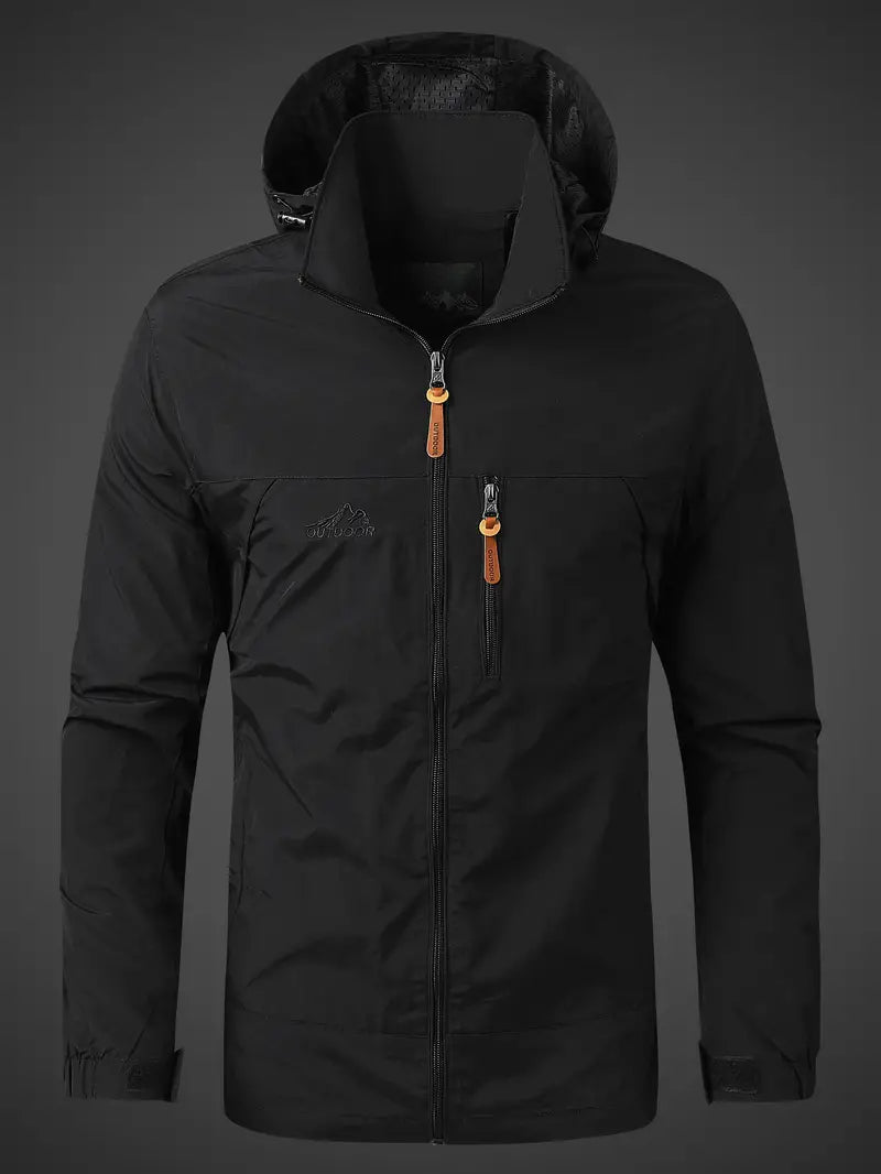 Veste étanche à capuche homme, couleur olive