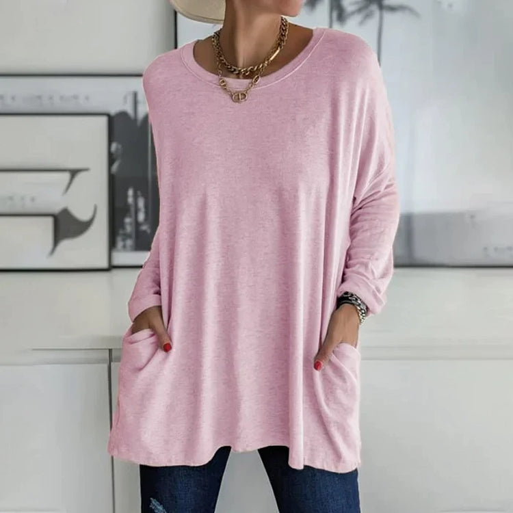 Pull Femme Chaud en Laine avec Manches Longues et Poches