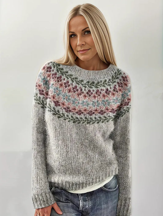 Pull Femme Laine Mélangeé Imprimé - LuxeStyle