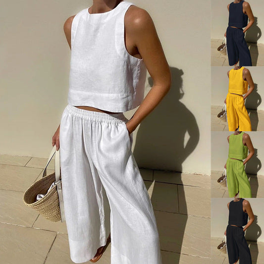 Tenue Élégante Femme en Lin - Ensemble Haut et Pantalon - LuxeStyle