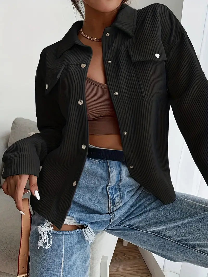 Veste Velours Douce à Boutons et Poches - BlxckFR
