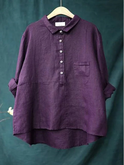 Chemise Lin Élégante Manches Longues Femmes
