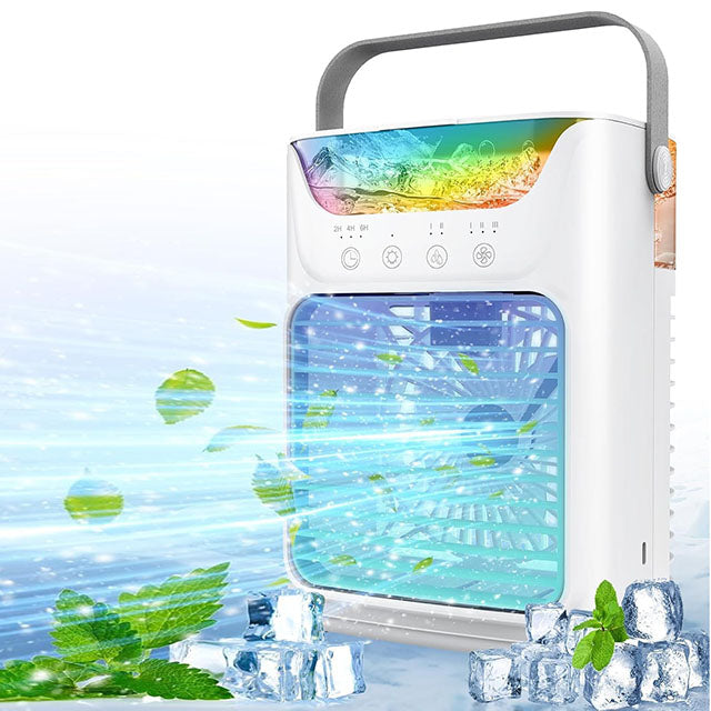 Ventilateur Rechargeable avec Éclairage LED et Poignée Ergonomique - LuxeStyle