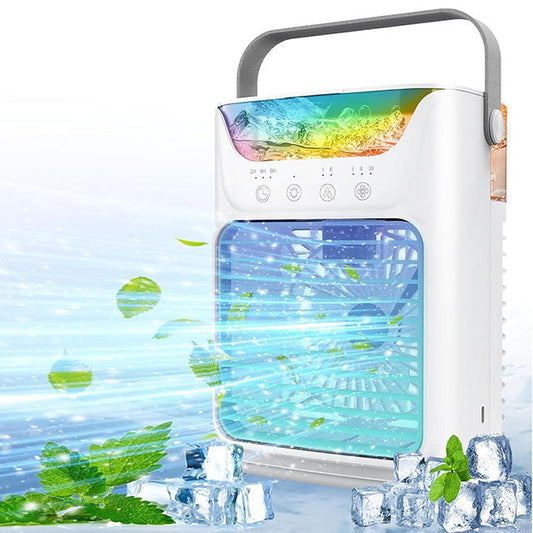 Ventilateur Rechargeable avec Éclairage LED et Poignée Ergonomique - LuxeStyle