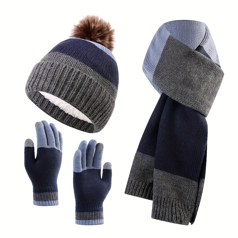 Tenue Hivernale 3 Pièces Élégante avec Bonnet, Écharpe et Gants