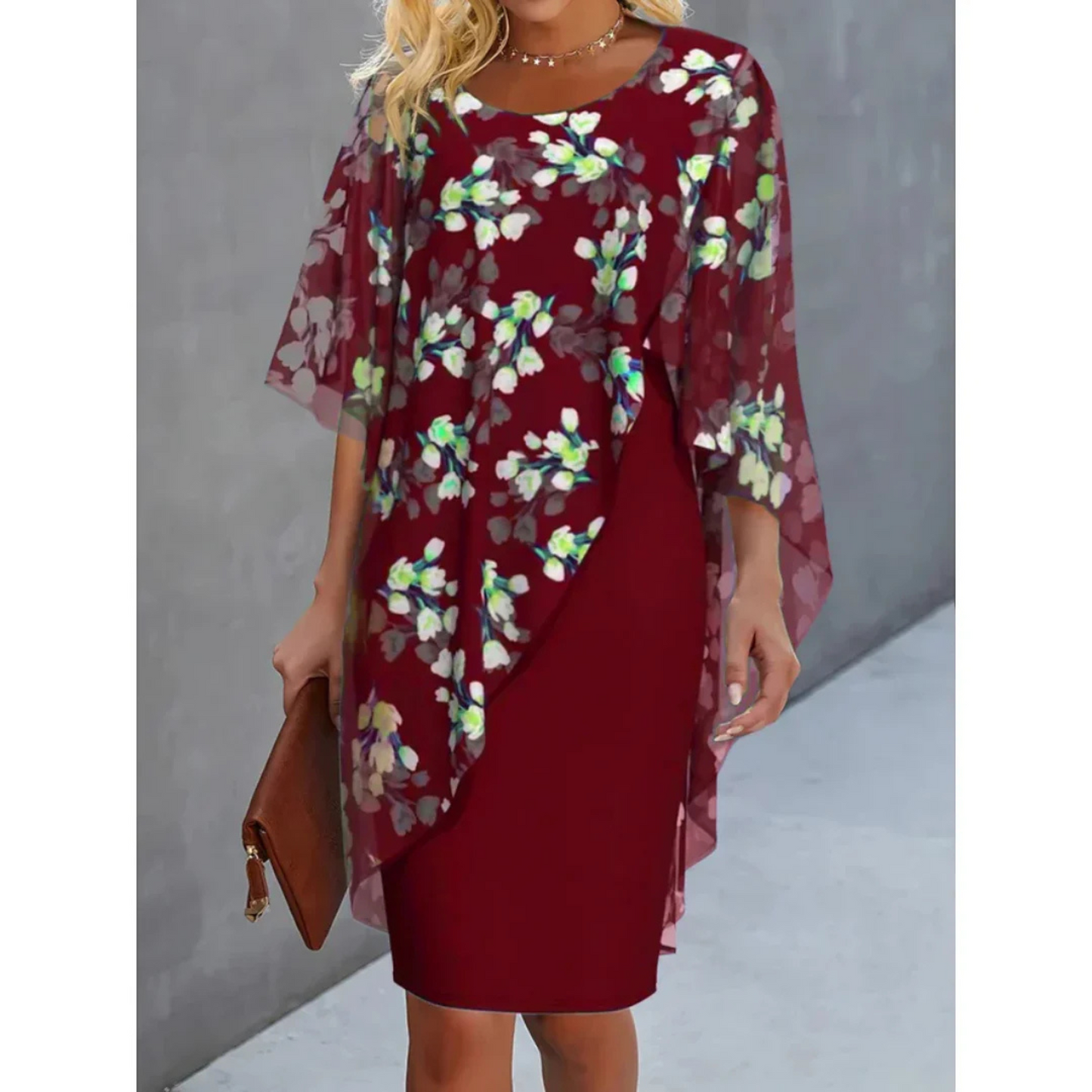 Robe Femme Élégante Imprimé Fleur Soirée