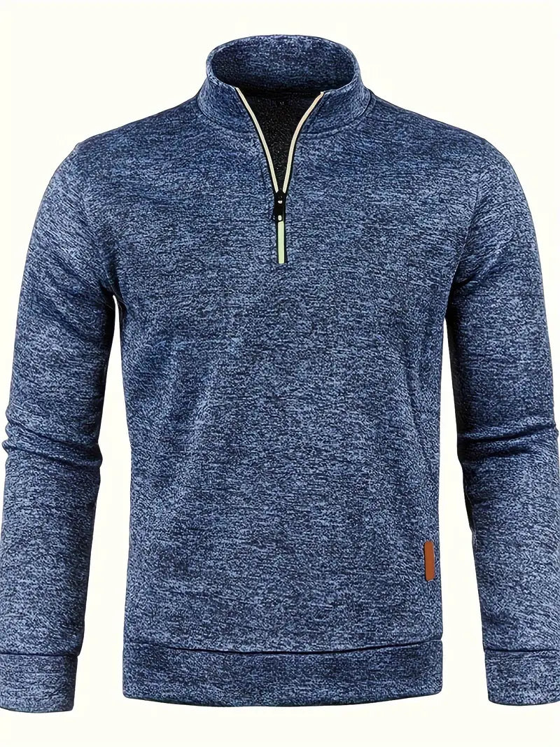 Pull en polaire marine avec fermeture éclair pour homme