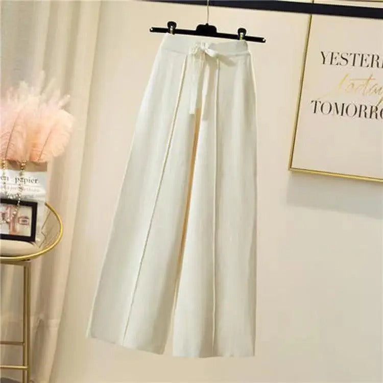 Pantalon Tricot Châtaigne Élastique pour Femme