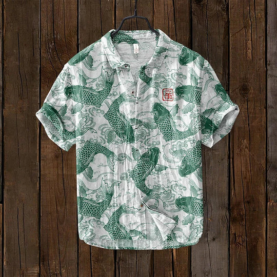 Chemise Homme Relaxe Poissons Boutonnée