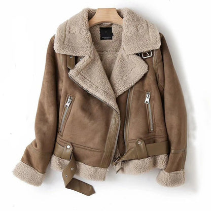 Manteau femme hivernal en cuir doux