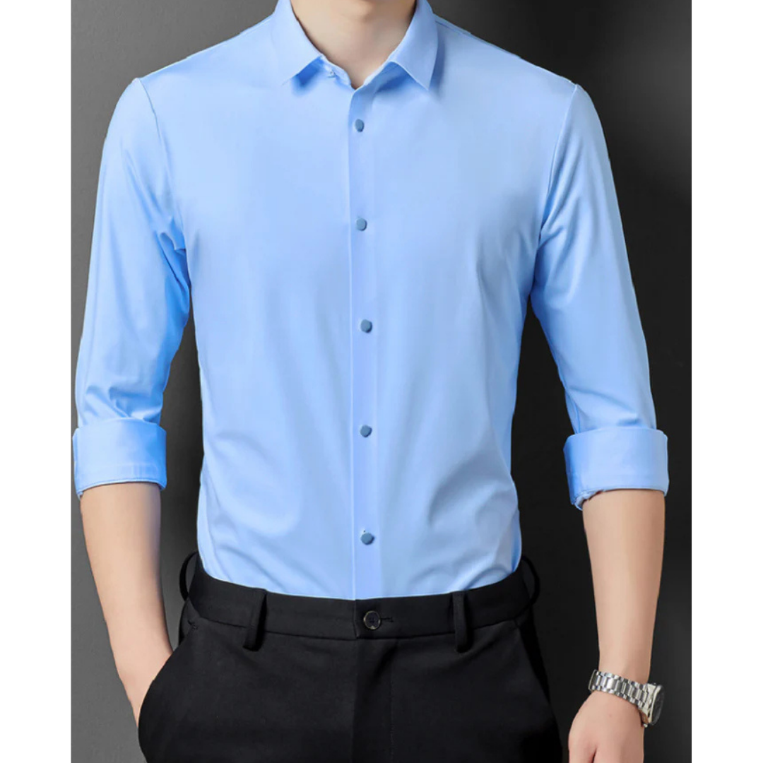Chemise Slim Fit Homme Manches Longues Col Chemisé - LuxeStyle