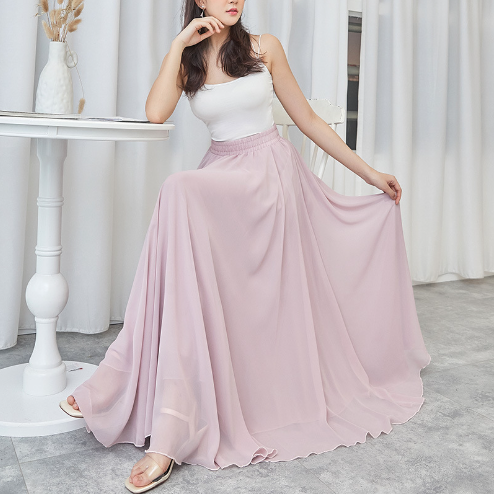 Jupe maxi soleil en voile léger pour femme