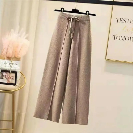 Pantalon Tricot Châtaigne Élastique pour Femme - LuxeStyle