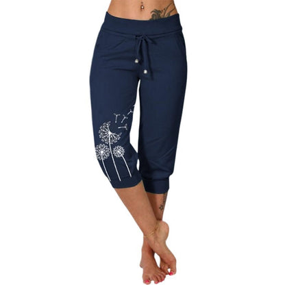 Pantalon de sport femme imprimé fleuri, 7/8, couleur vives