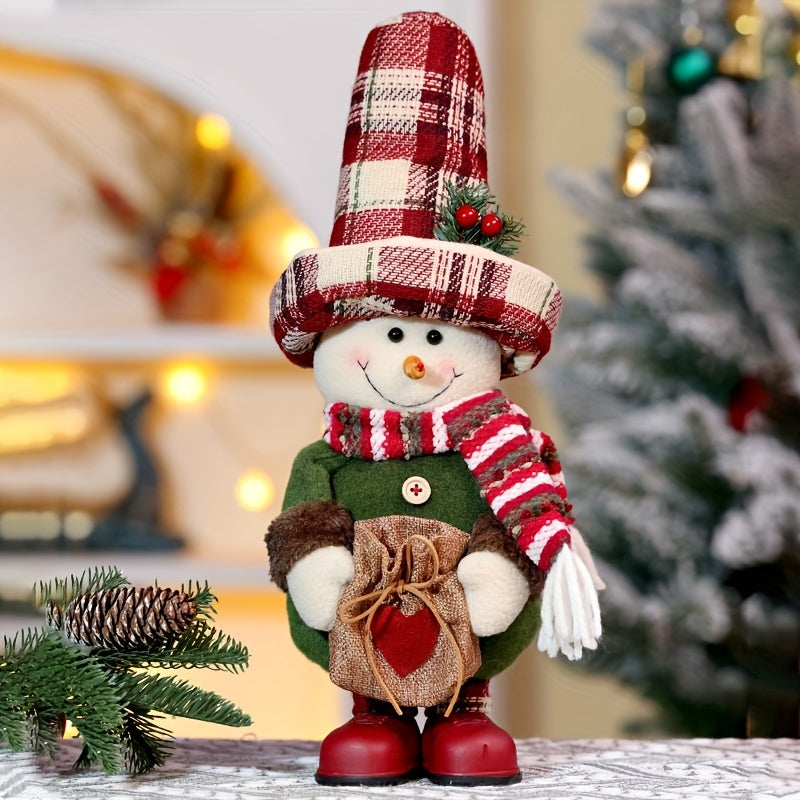Figurine de Noël en Porcelaine Père Noël et Bonhomme de Neige Coloré
