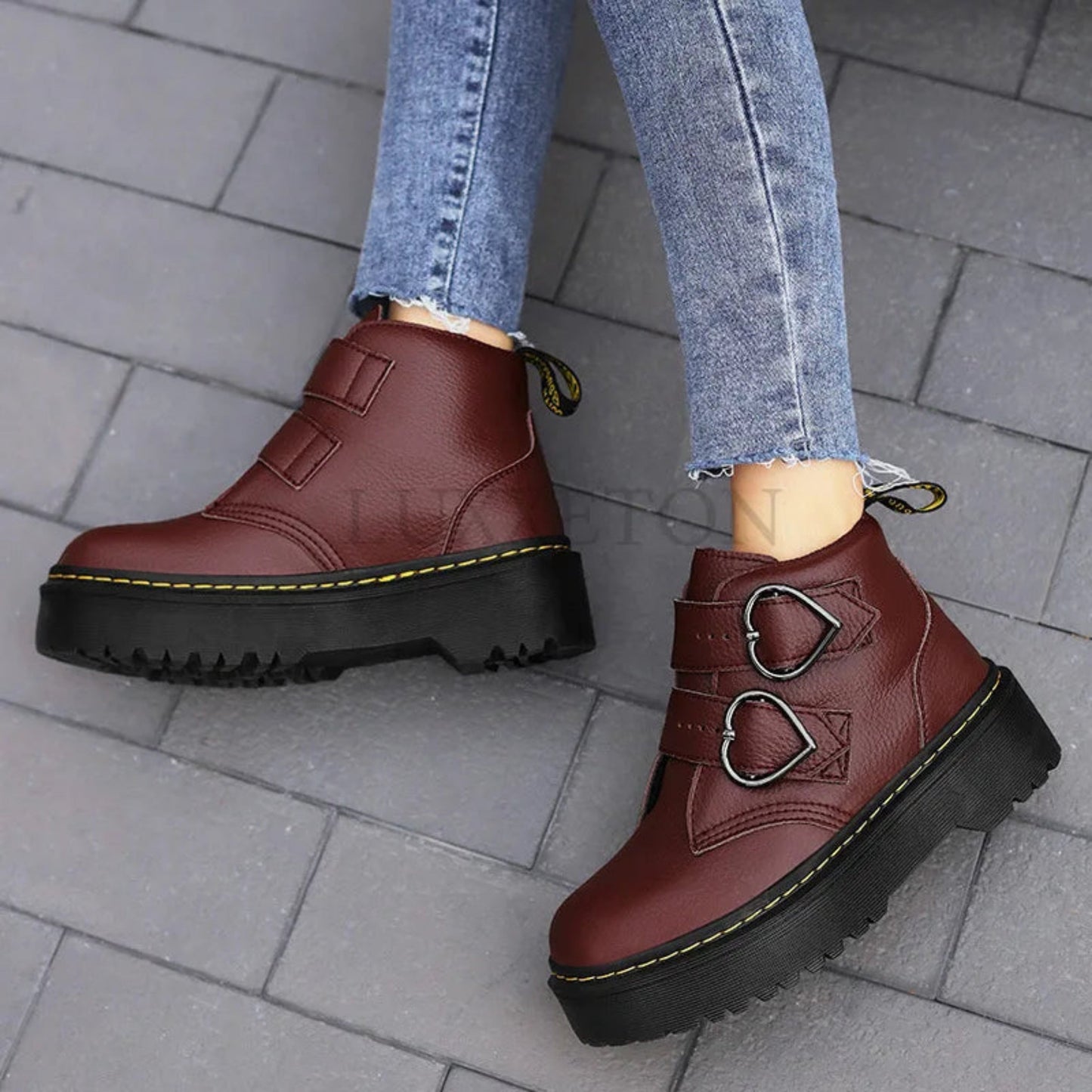 Bottines Femmes à Boucles Coeur Élégantes