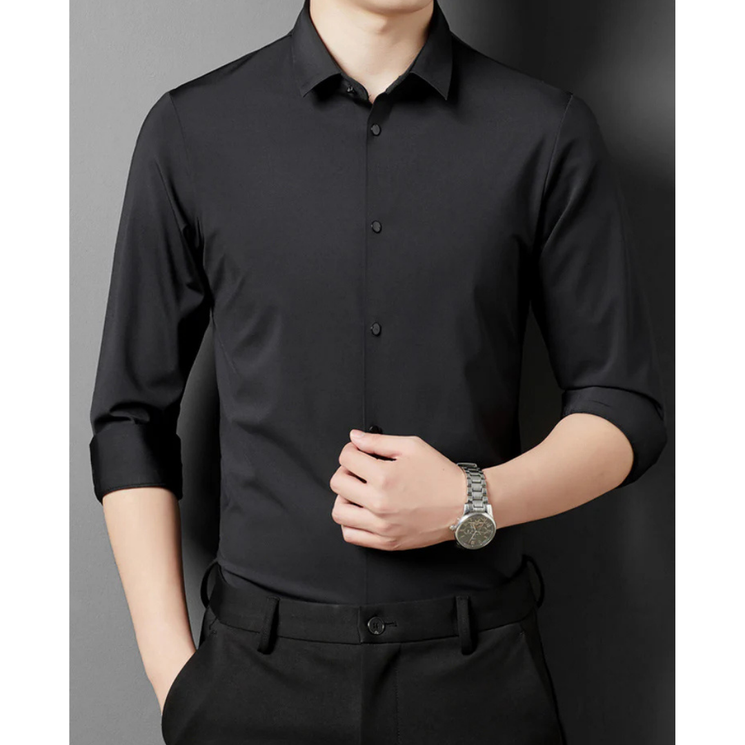 Chemise Slim Fit Homme Manches Longues Col Chemisé