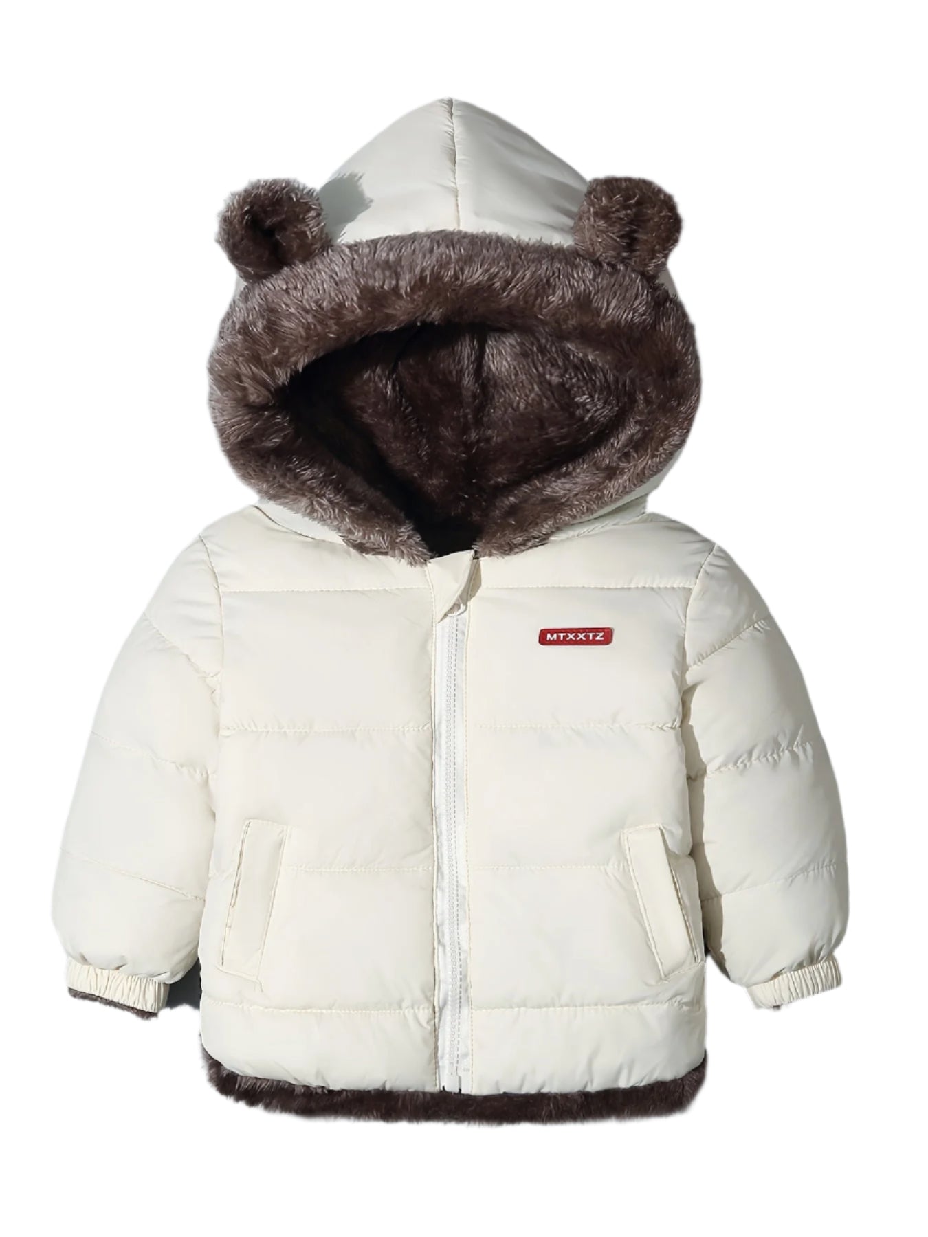 Veste Enfant à Capuche Ours Doublée Fourrure Noire