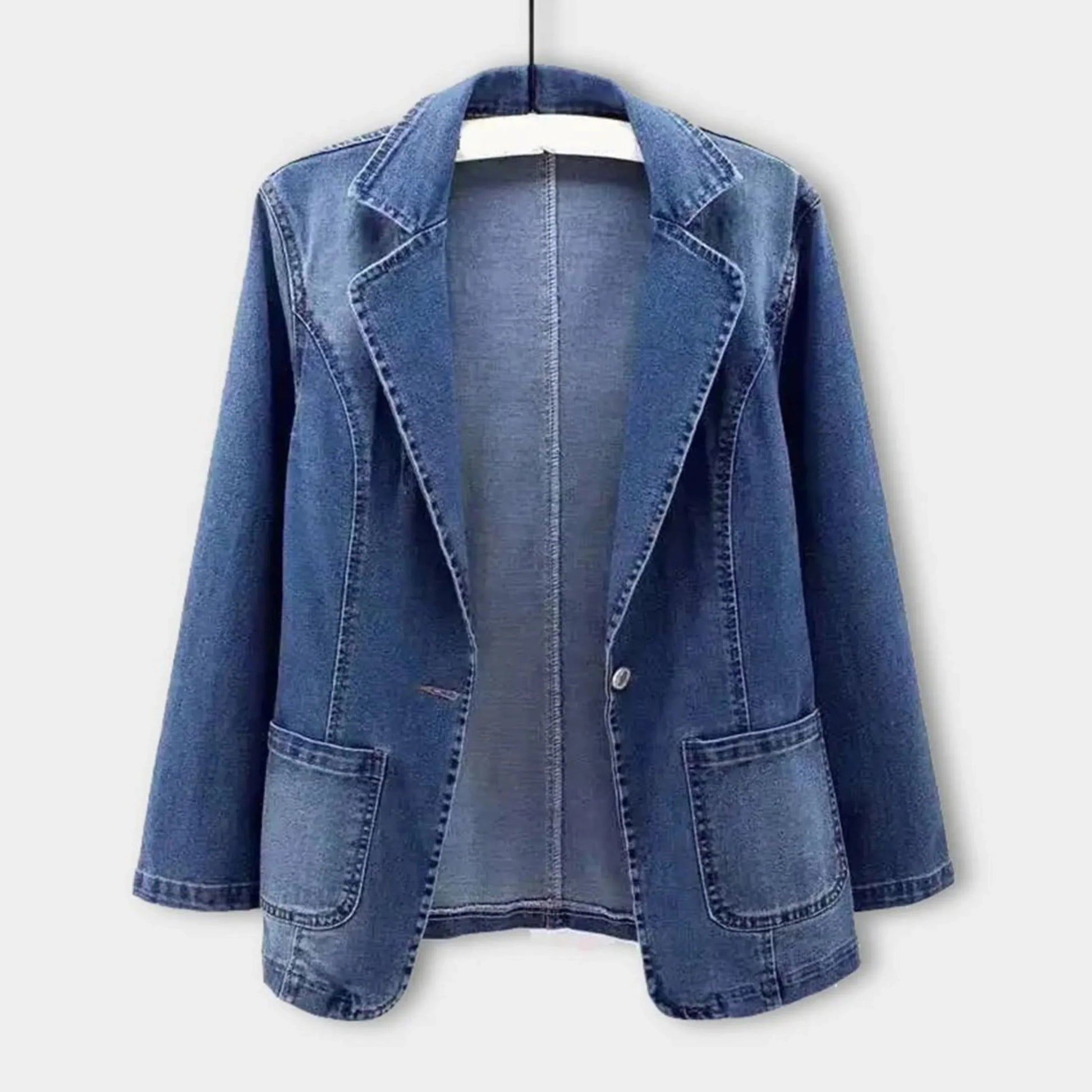 Veste denim féminine bleu clair avec poches - LuxeStyle