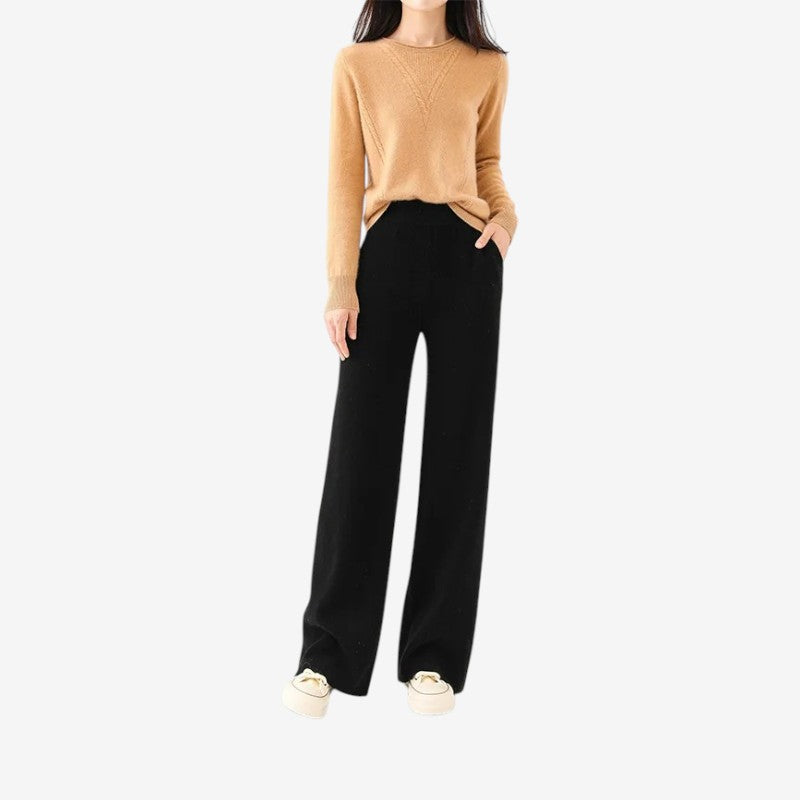 Pantalon Femme Comfy à Jambes Élargies avec Poches Pratiques