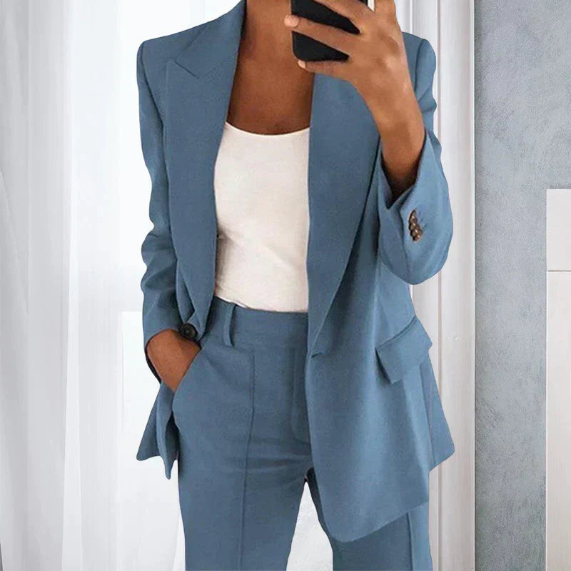 Costume Femme Bleu Marine, Tenue Travail Chic - LuxeStyle
