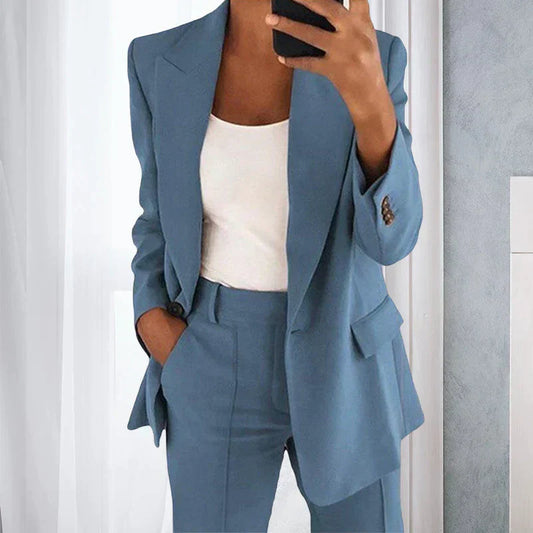 Costume Femme Bleu Marine, Tenue Travail Chic - LuxeStyle