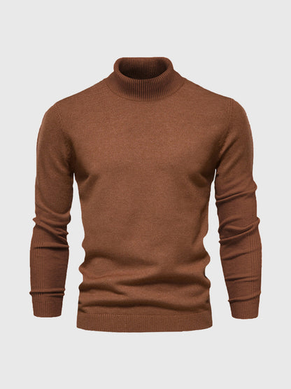 Pull Homme Blanc à Col Roulé Côtelé