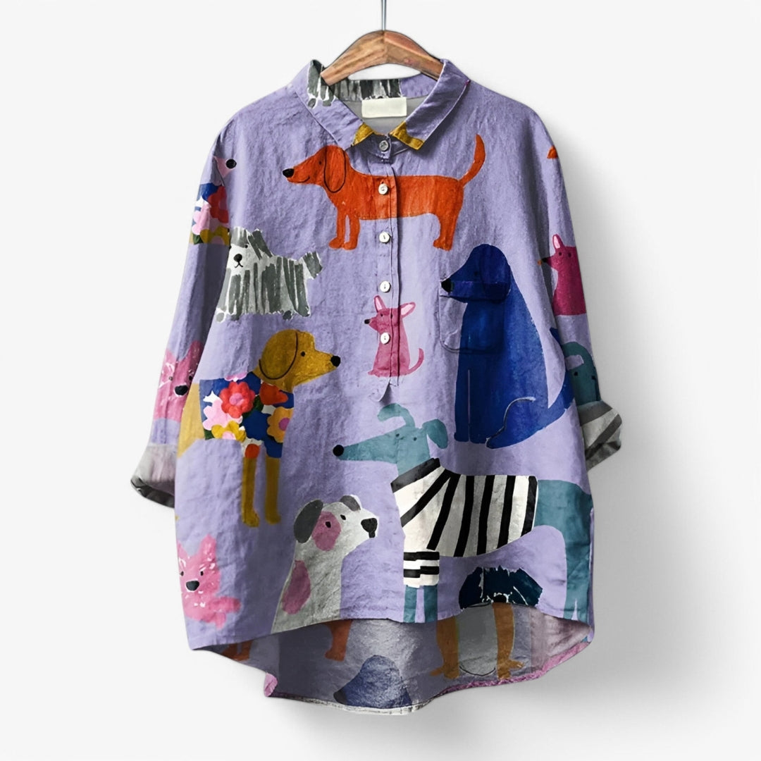 Chemise Amusante Avec Chiens Et Manches Longues
