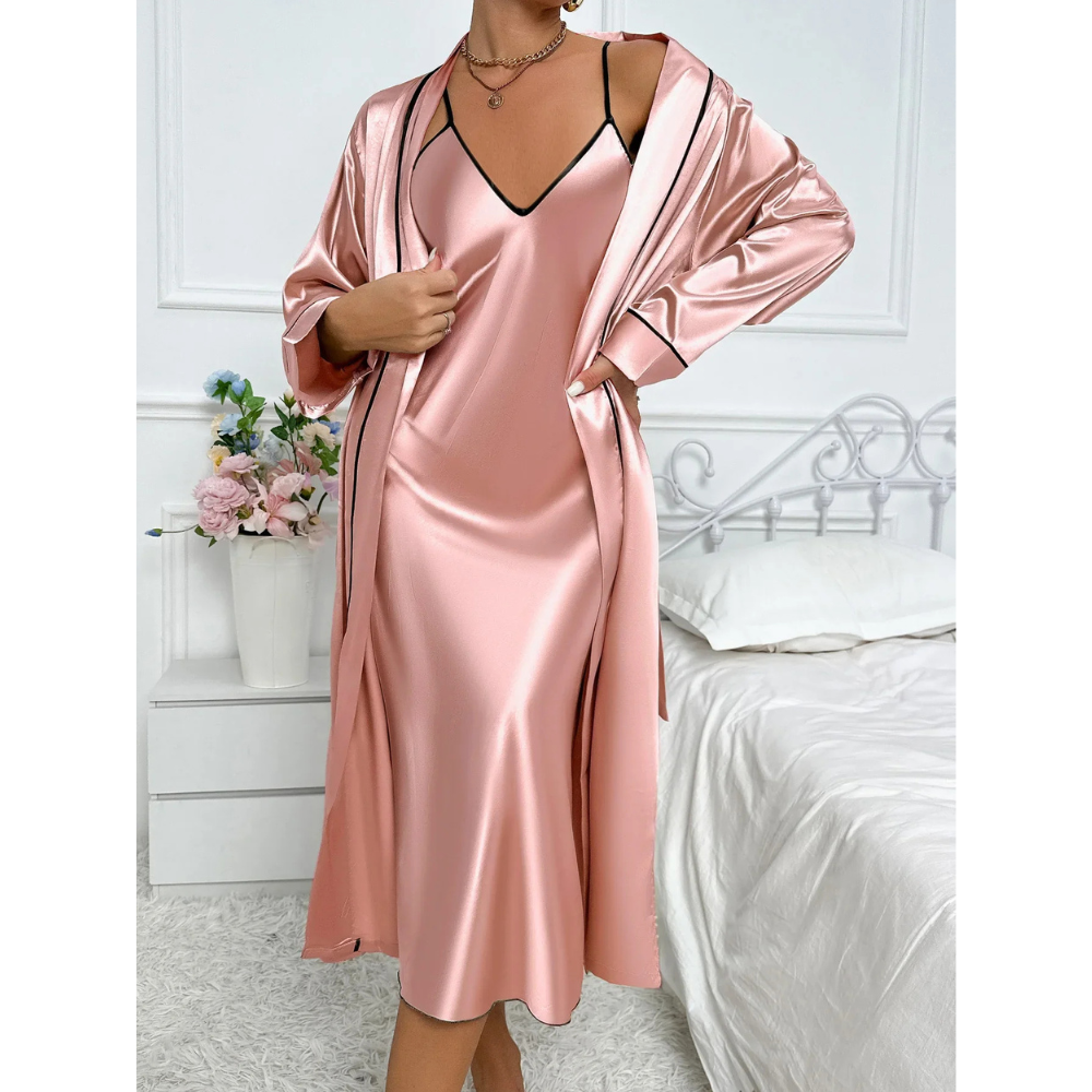 Tenue de Nuit Confort Femme avec Robe et Kimono Douillet