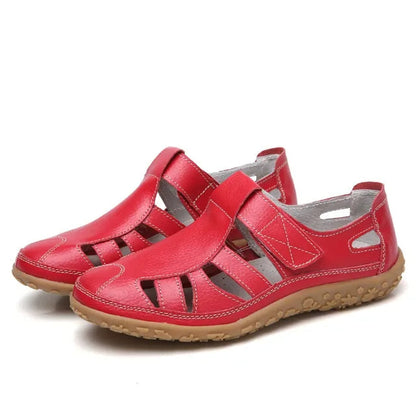 Sandales Femme Cuir Marine à Semelle Grip