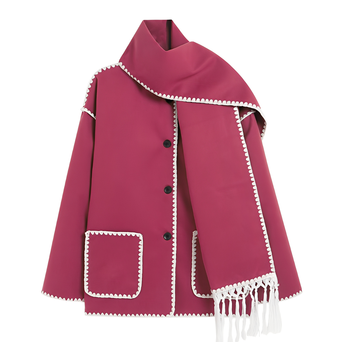 Manteau Femme Élégant en Laine avec Écharpe Élégante