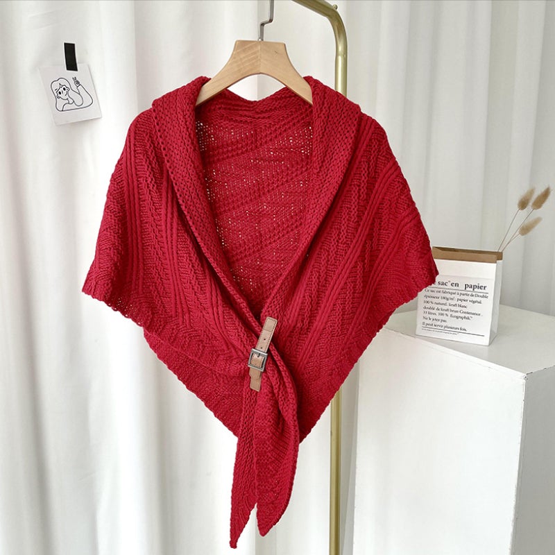 Écharpe Tricotée Brun Femme Hiver