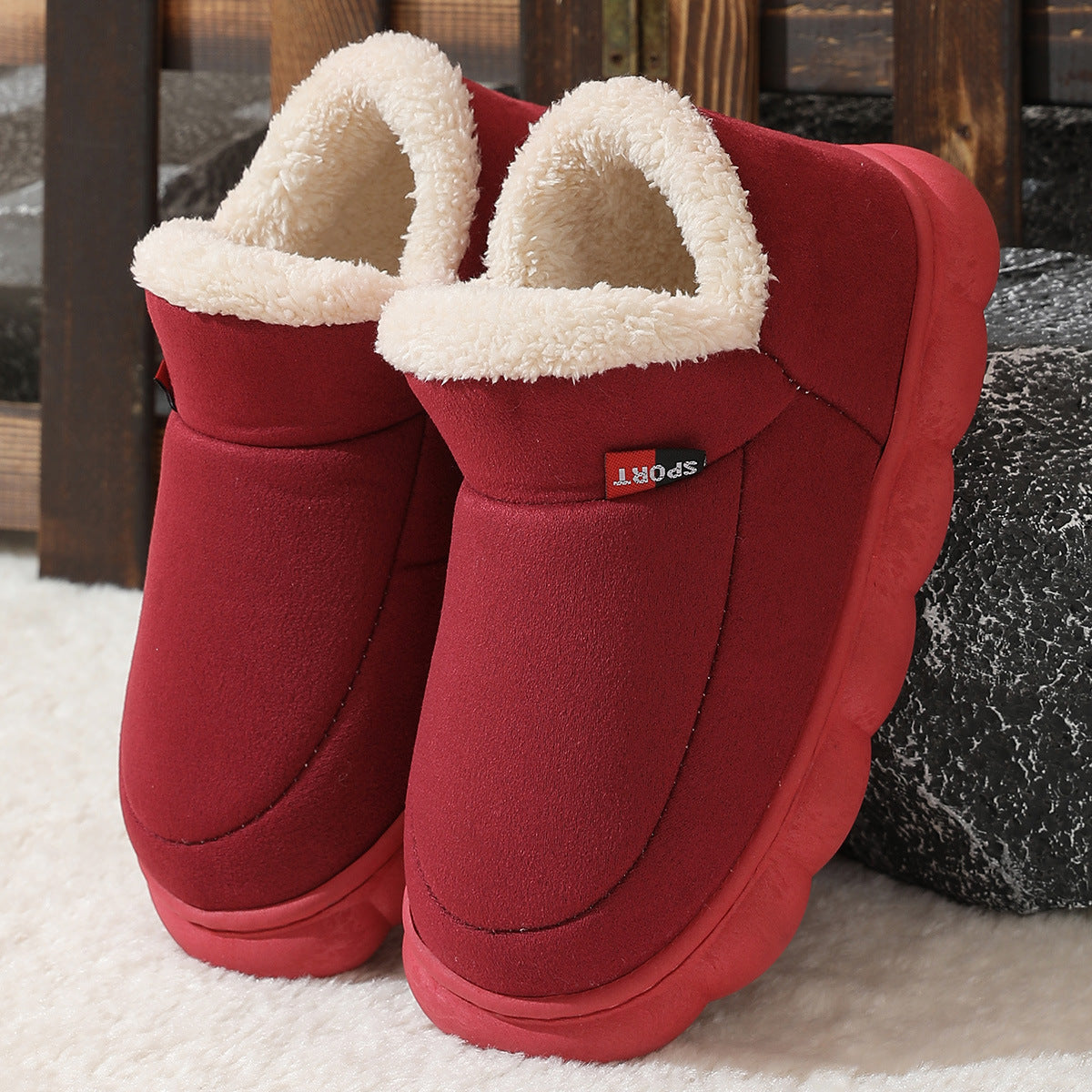 Bottines Femme Hiver Confortable en Peluche
