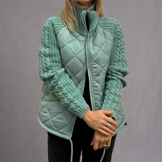 Veste douillette verte à manches molletonnées pour femme - LuxeStyle
