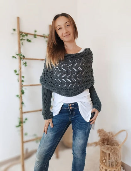 Écharpe Tricotée Femme Gris Clair