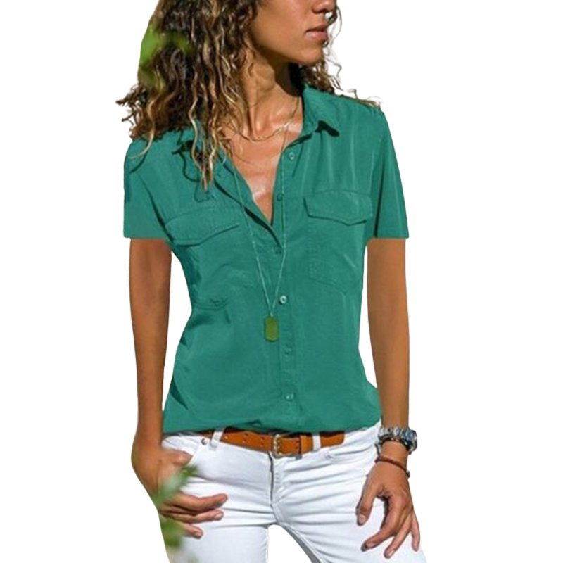 Chemise Femme Classique Été avec Poches