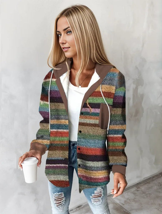 Veste colorée à capuche pour femme hiver - LuxeStyle