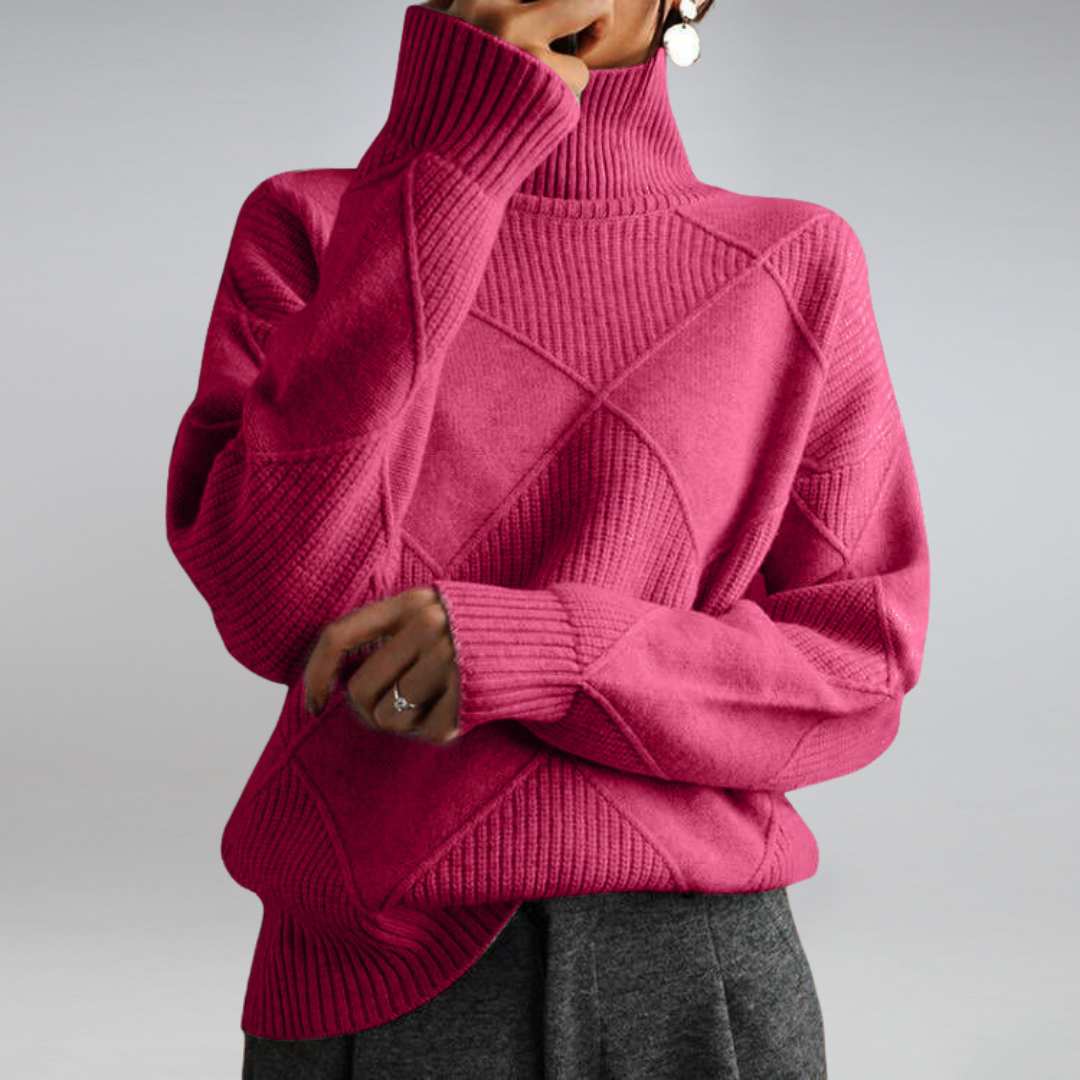 Pull Col Roulé Élégant Féminin