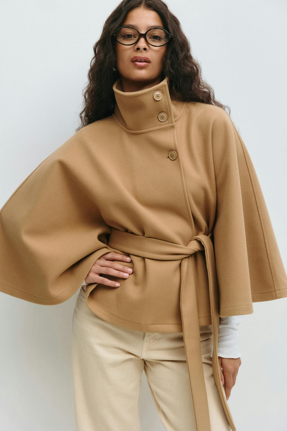Veste Cape Élégante Pour Femme Avec Ceinture