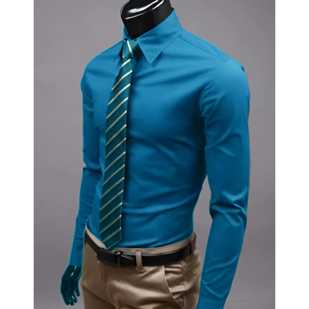 Chemise Homme Élégante Manches Longues Taille Fine