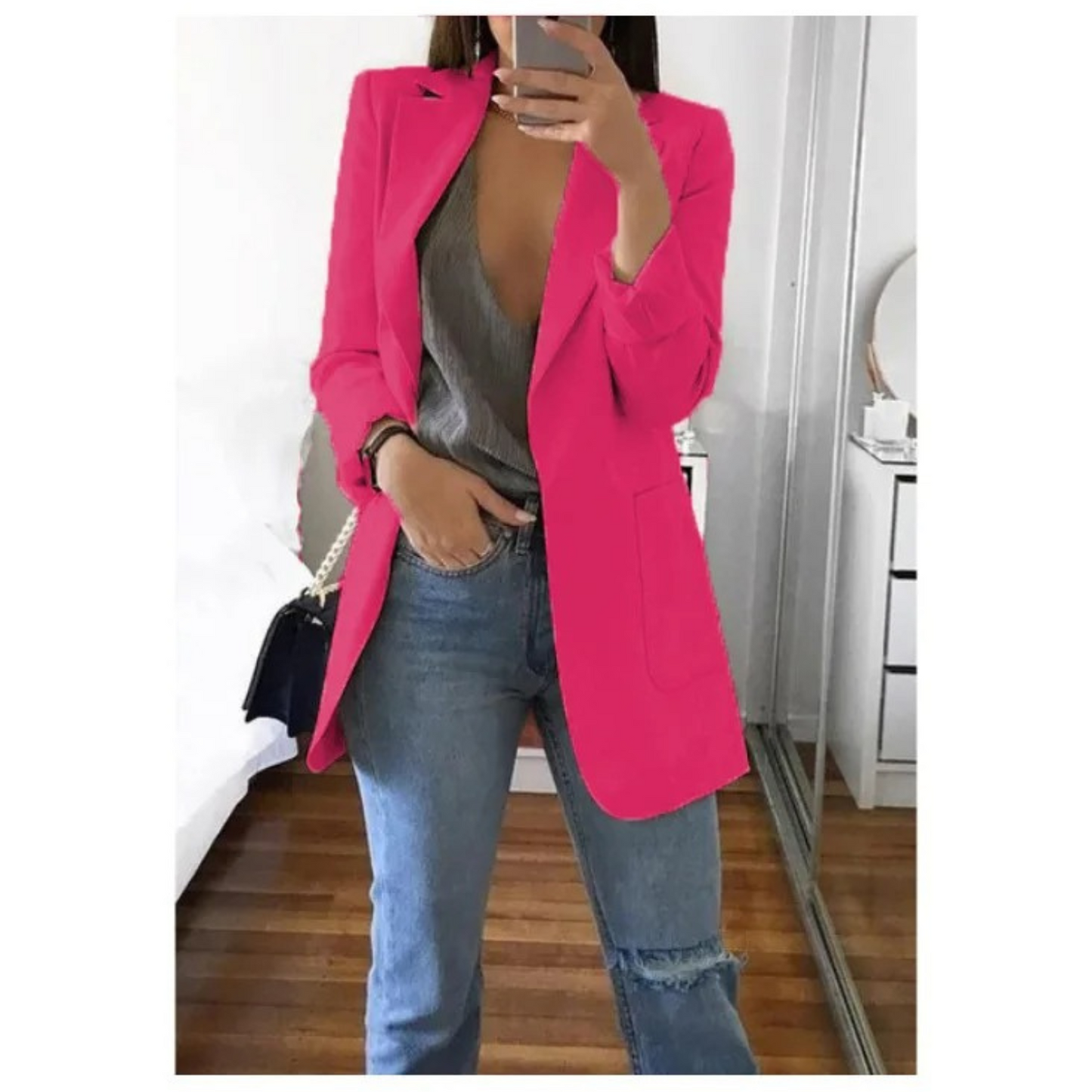 Veste Femme Bleu Ciel Décontractée à Manches Longues