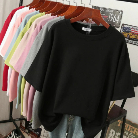 T-shirt femme décontracté en coton doux oversize