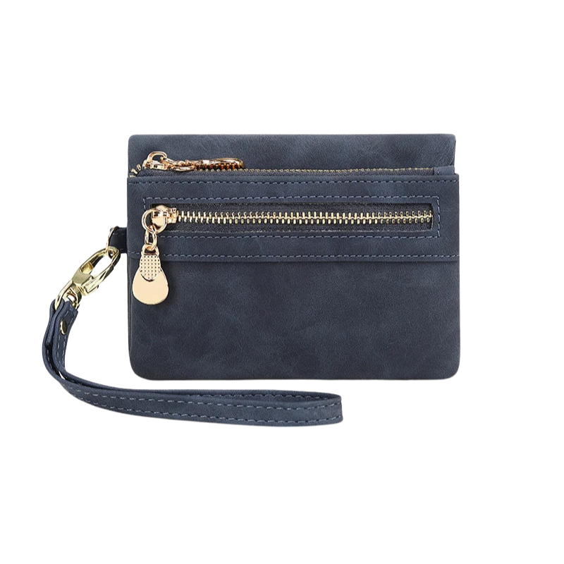 Porte-monnaie zippé femme avec poignée et compartiments latéraux