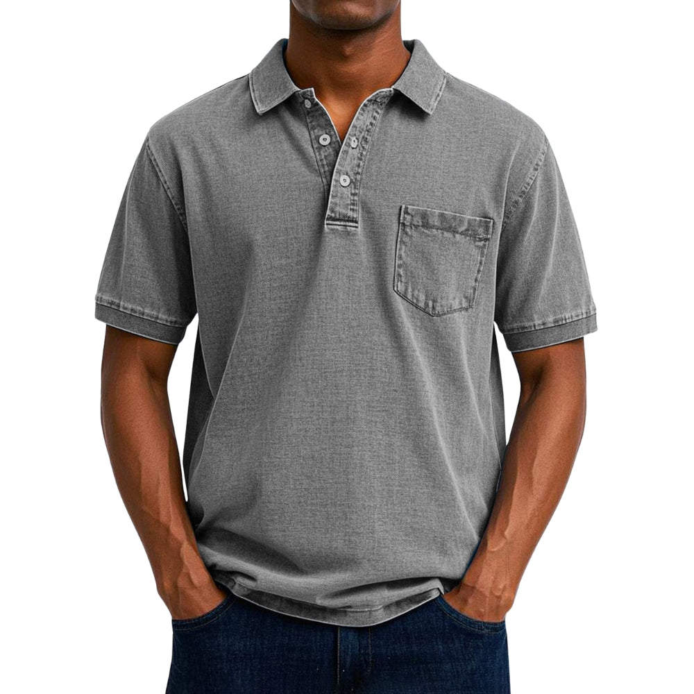 Chemise Homme Été à Manches Courtes avec Poche et Boutons