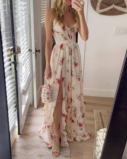 Robe Longue Féminine - Robe Florale Élégante pour Femme - LuxeStyle