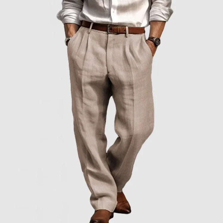 Pantalon Homme Lin Élégant Noir
