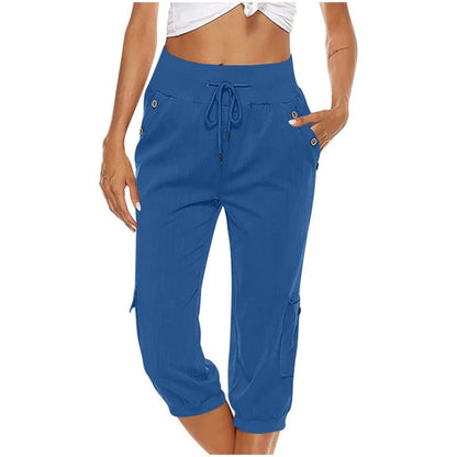 Pantalon court femme confortable avec poches élastiques