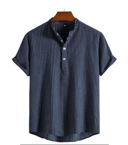 Chemise Homme Rayée Col Rond Été