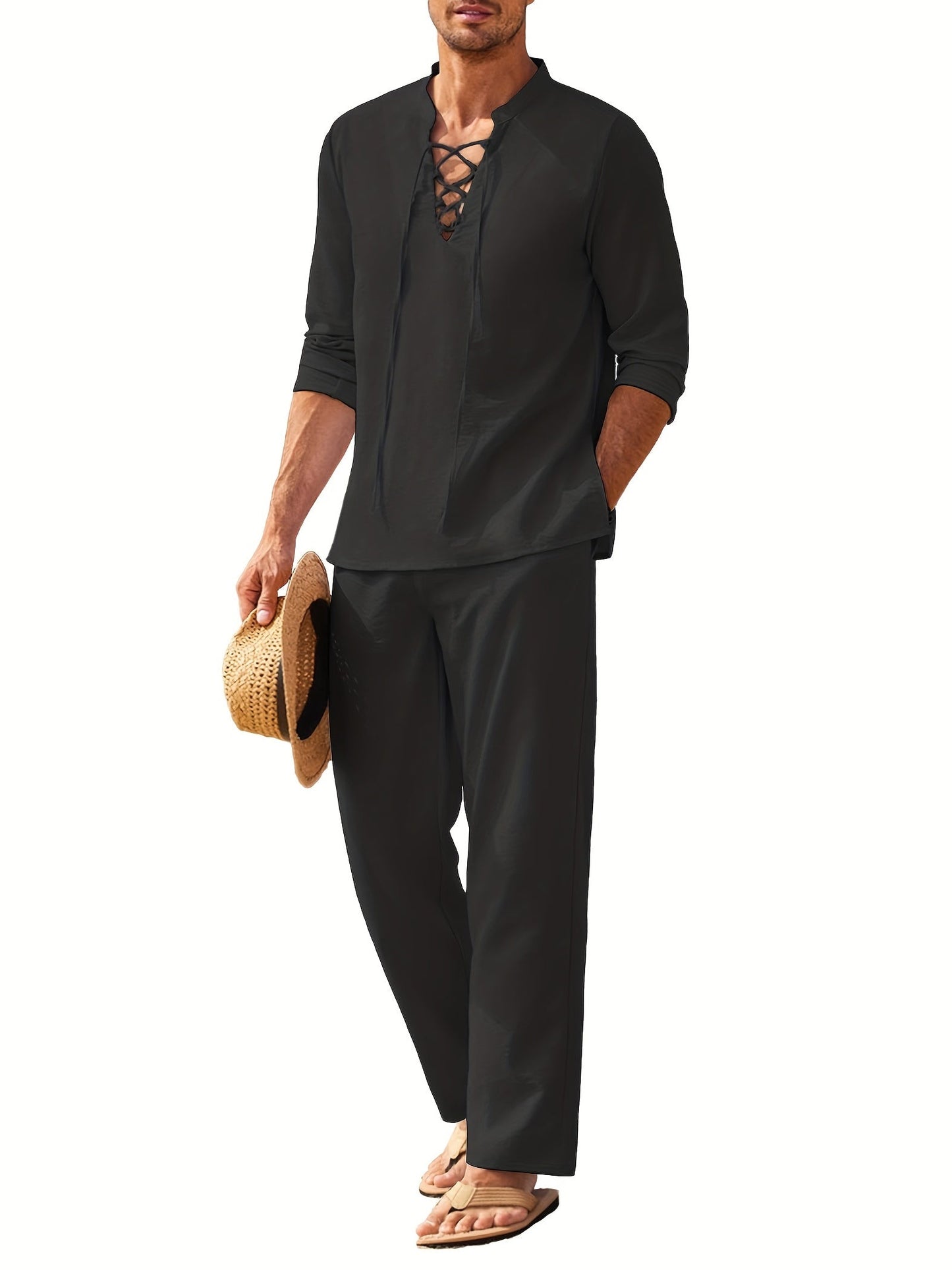 Chemise Homme Noir à Manches Longues Col Chemise