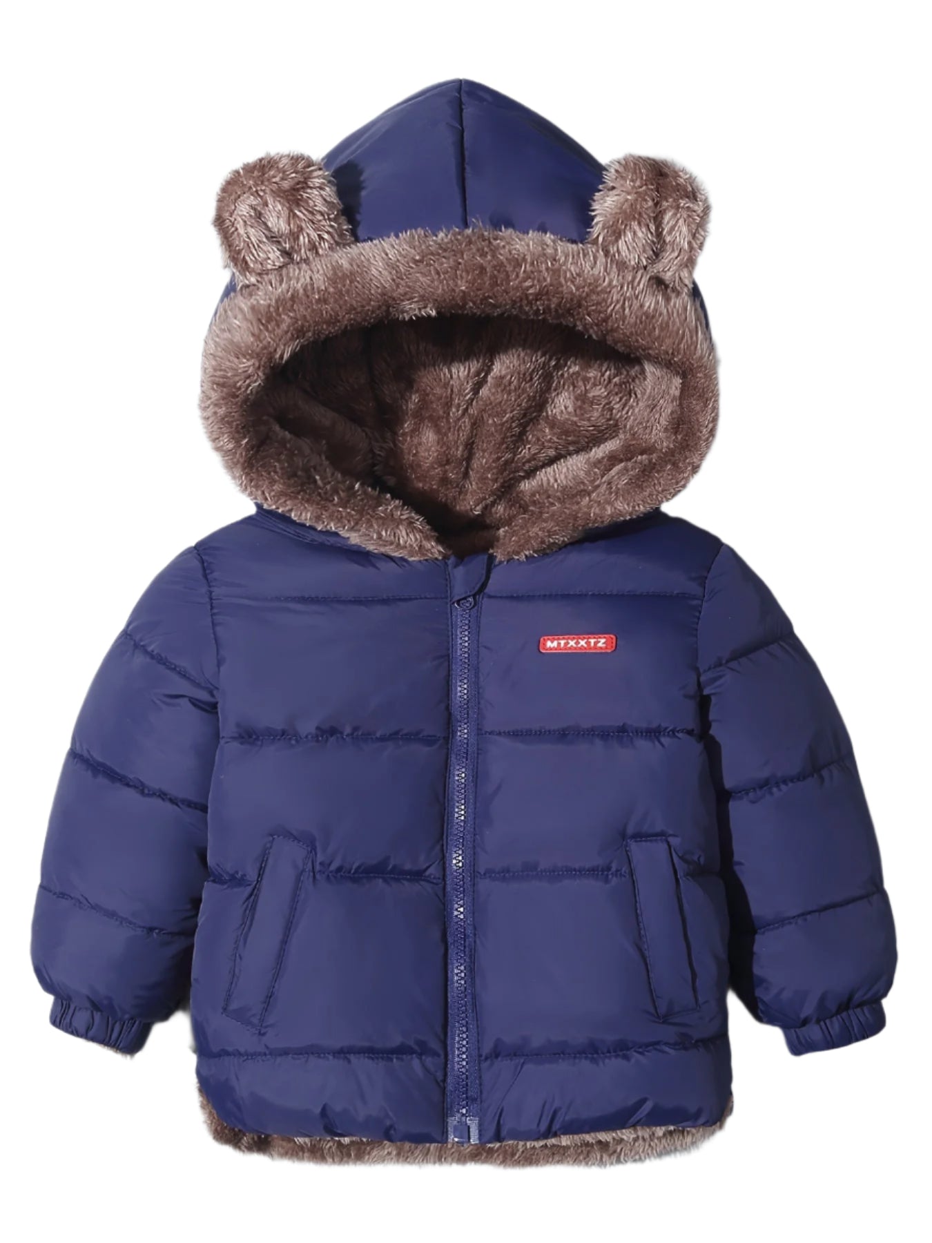 Veste Enfant à Capuche Ours Doublée Fourrure Noire